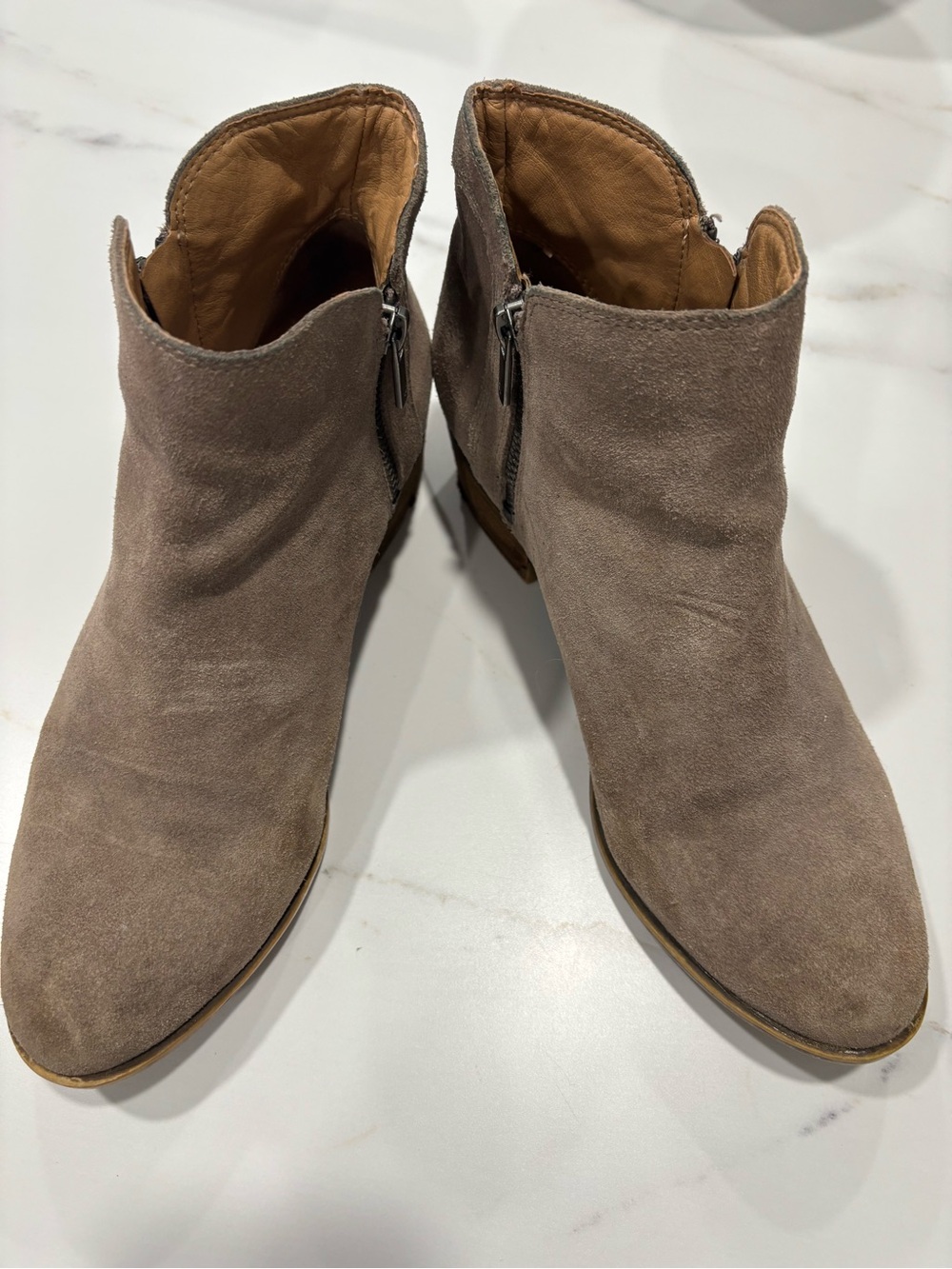 Lucky Brand Taupe Suede Ankle Booties
